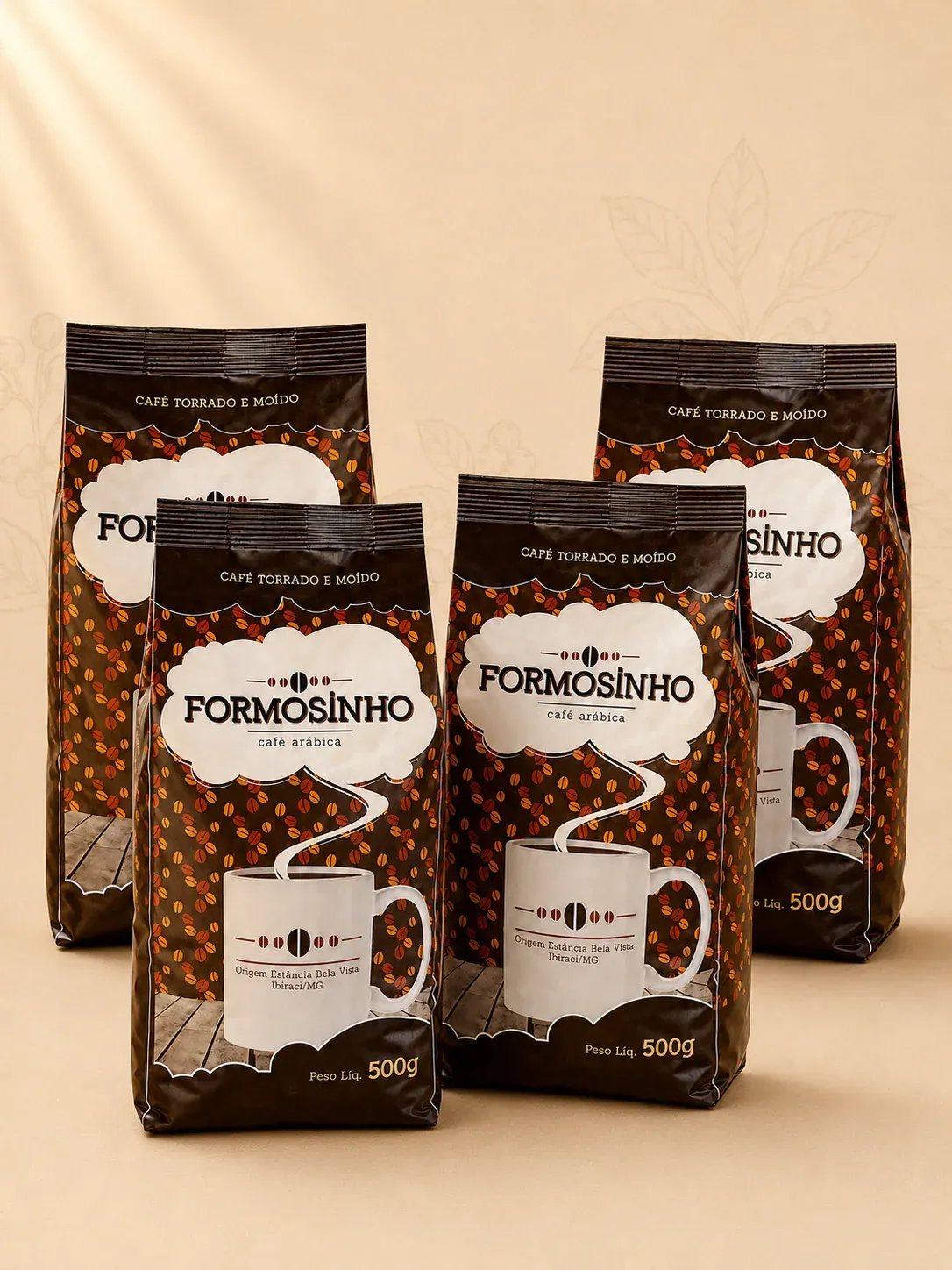 Kit com quatro pacotes de 500 g do Café Formosinho